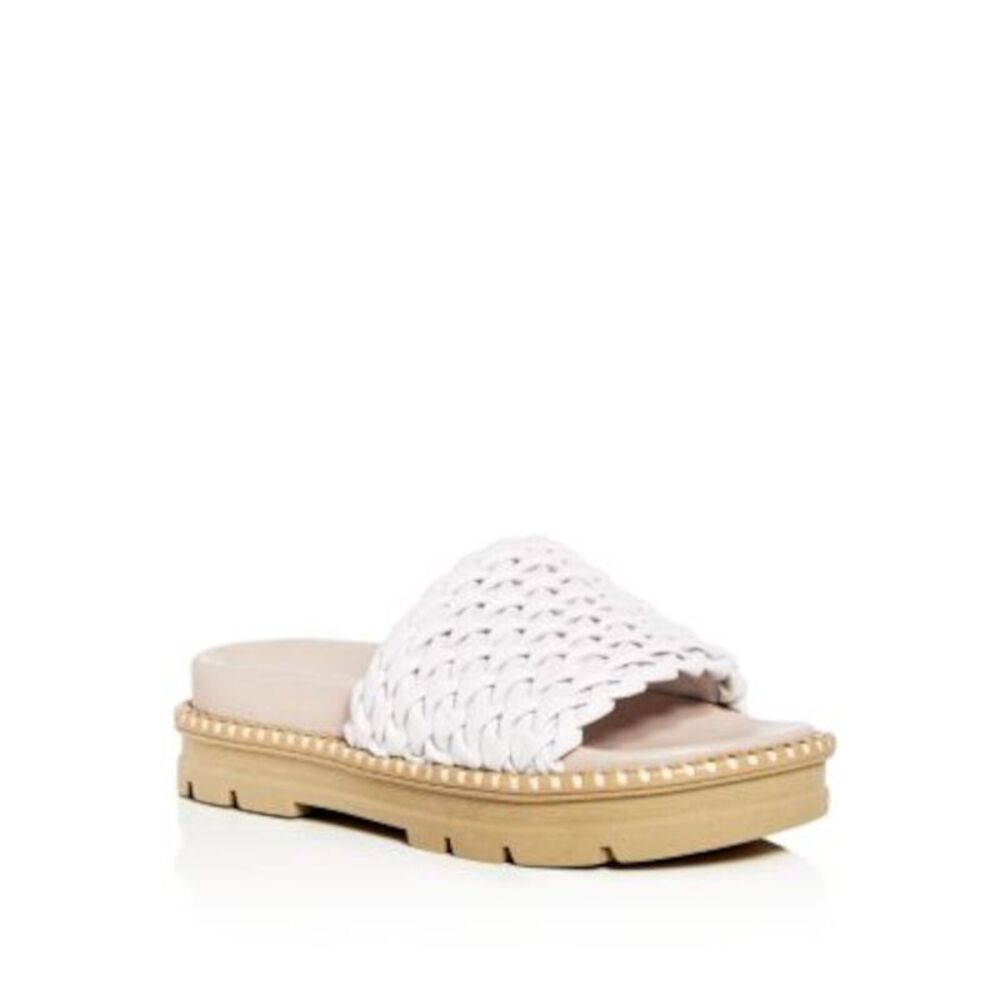 DANIELLA LEHAVI Womens White 1" Platform Hanoi Slip On Slide Sandals Shoes 38